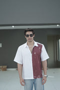 Maroon & White Full-Zipped Shirt