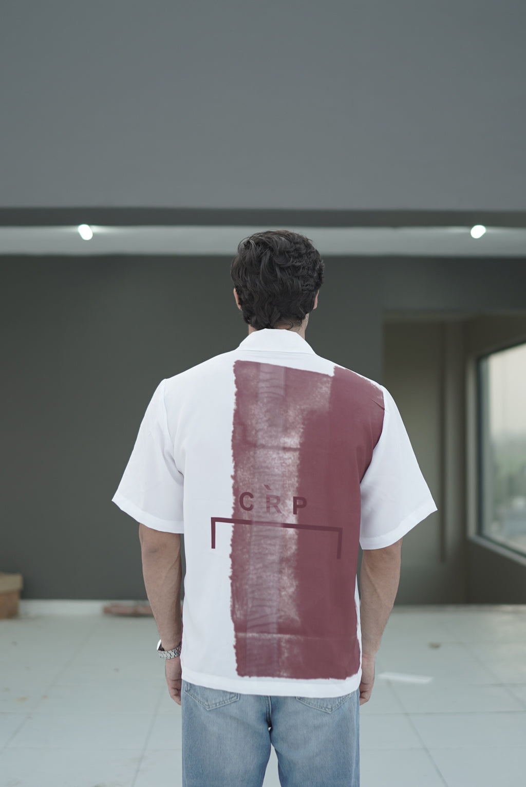 Maroon & White Full-Zipped Shirt