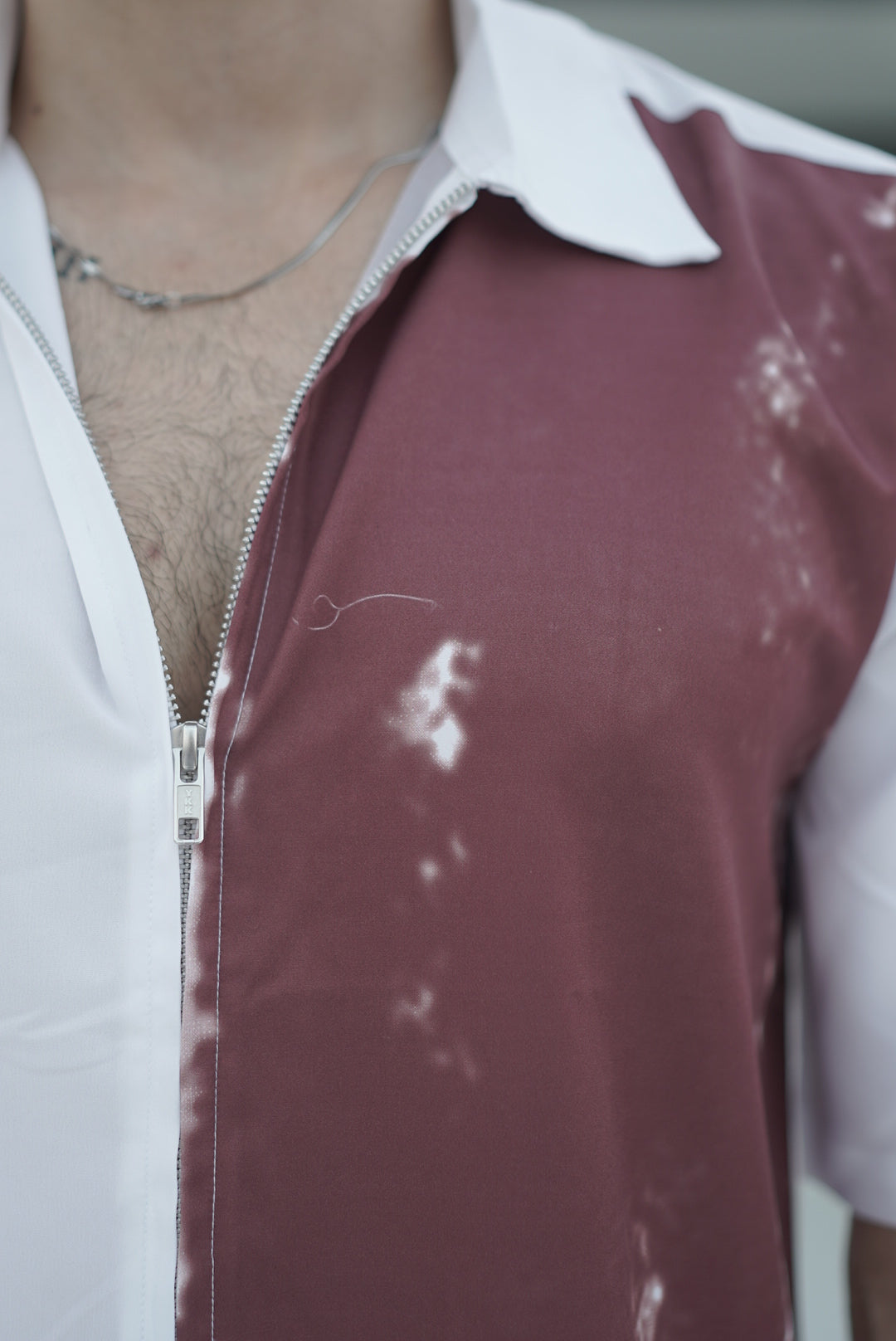 Maroon & White Full-Zipped Shirt