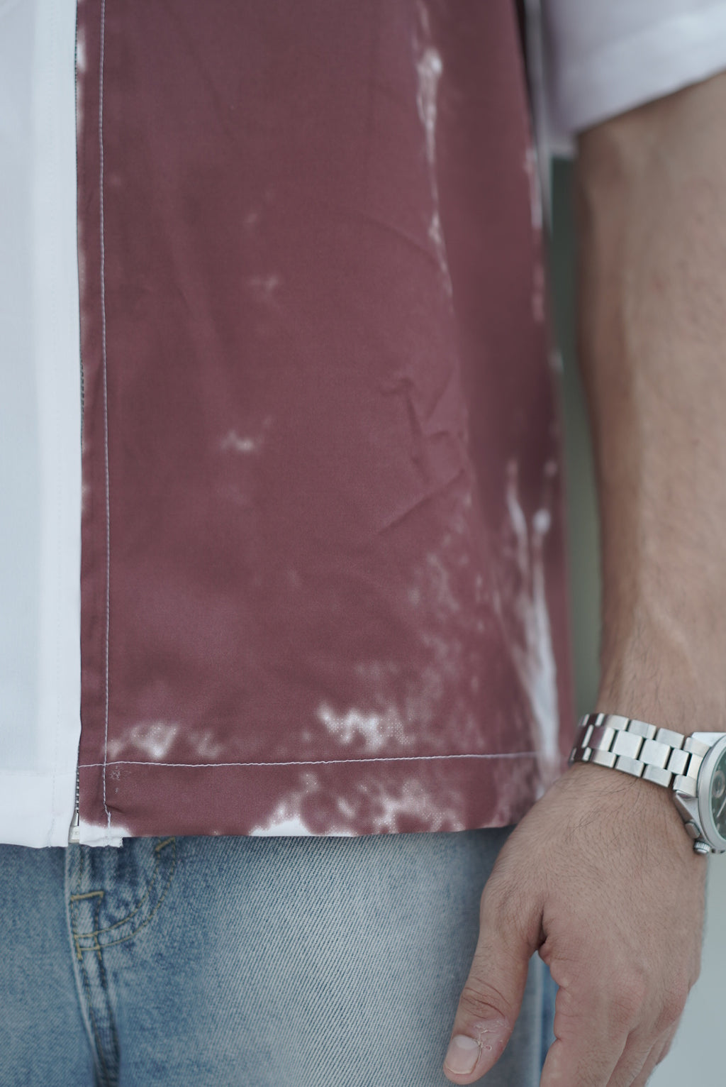 Maroon & White Full-Zipped Shirt