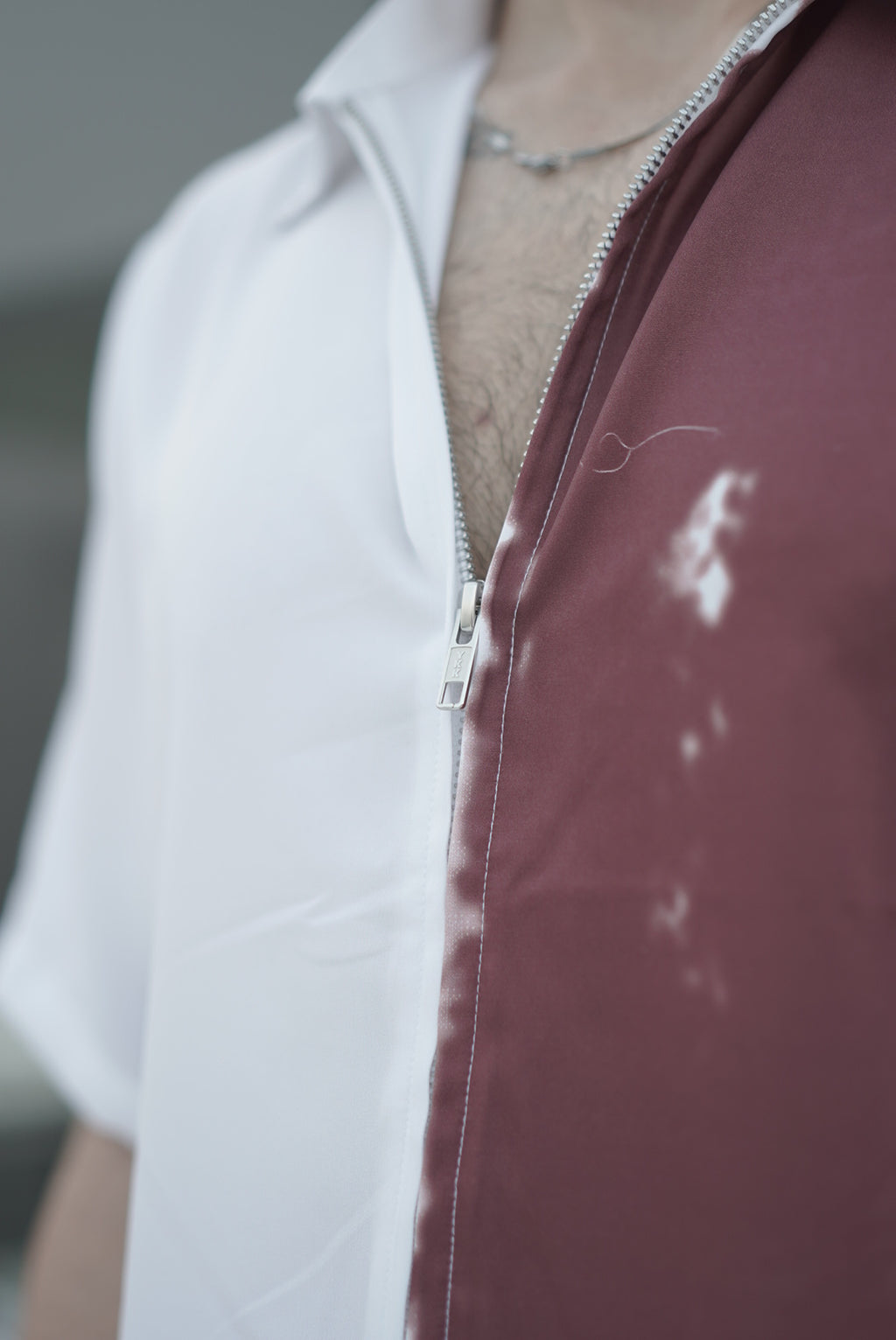 Maroon & White Full-Zipped Shirt