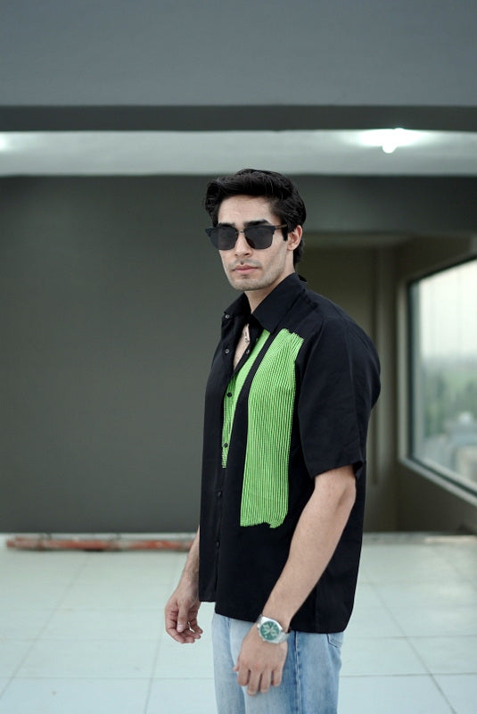 Neon Motion Statement Buttoned Shirt