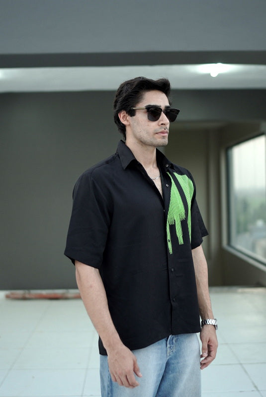Neon Motion Statement Buttoned Shirt