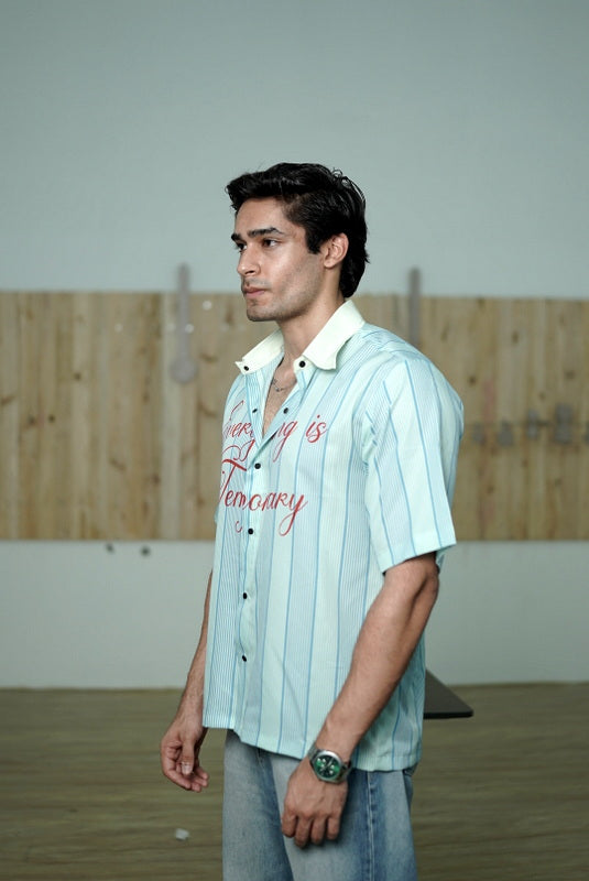 Everyday Is Temporary Striped Buttoned Shirt