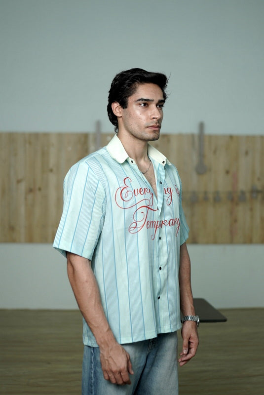 Everyday Is Temporary Striped Buttoned Shirt